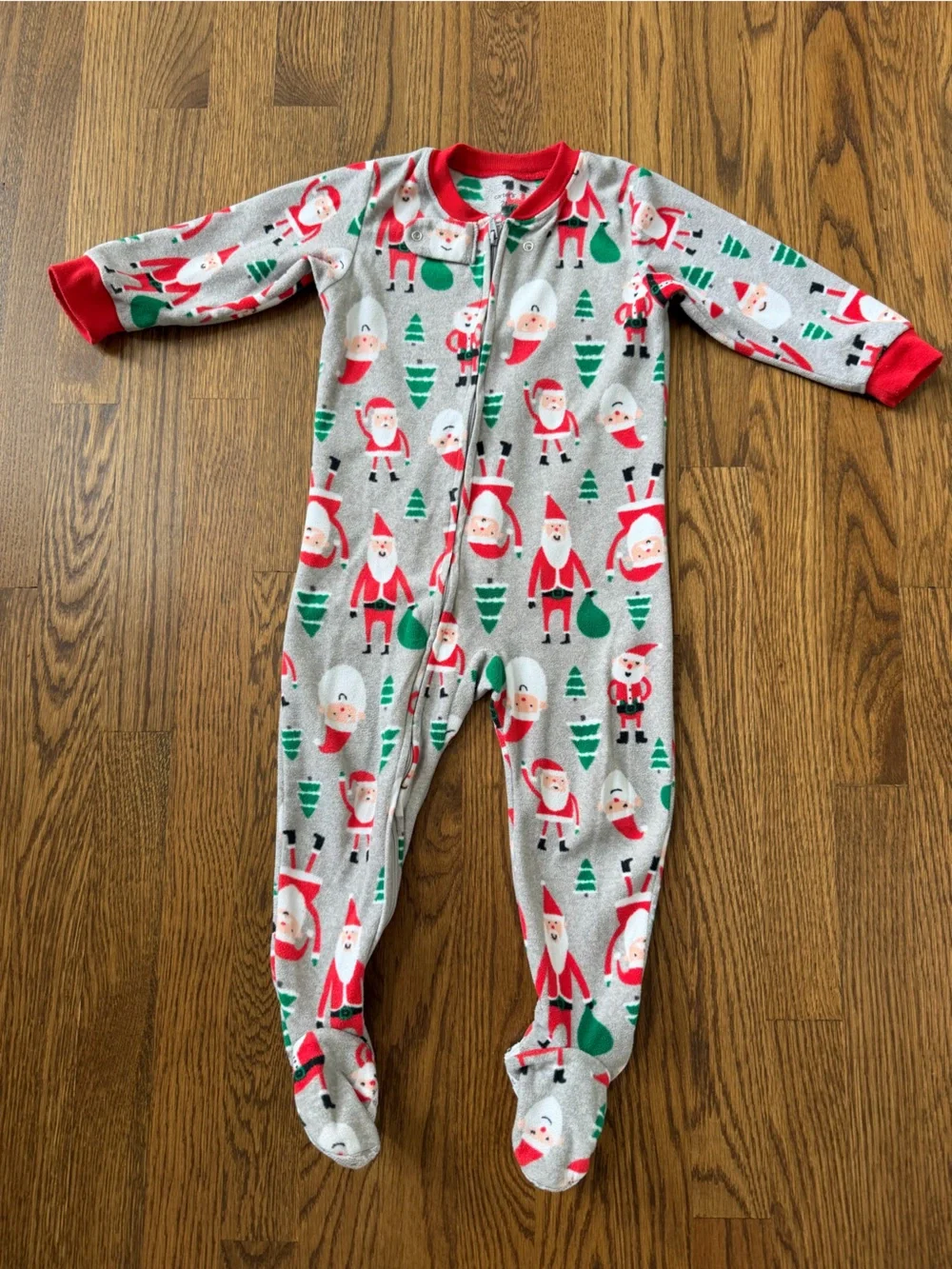 Carter’s Holiday Penguin & Santa Fleece One-Piece Zip-up Pajamas, size 2T